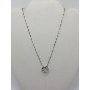 Silver Tone "O" Necklace, w/ Clear Gems Never Ending Love